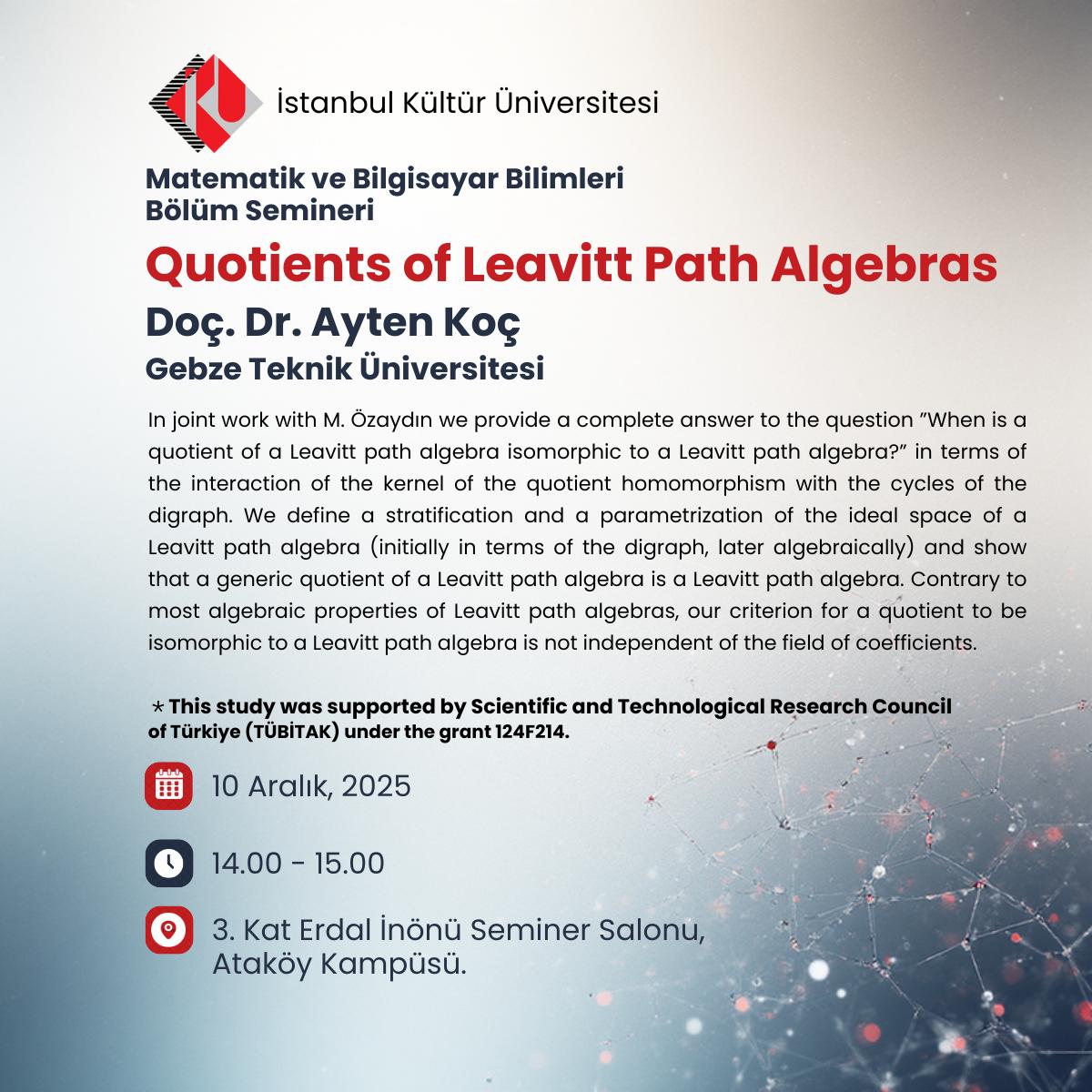 \"Seminer: Quotients of Leavitt Path Algebras\"